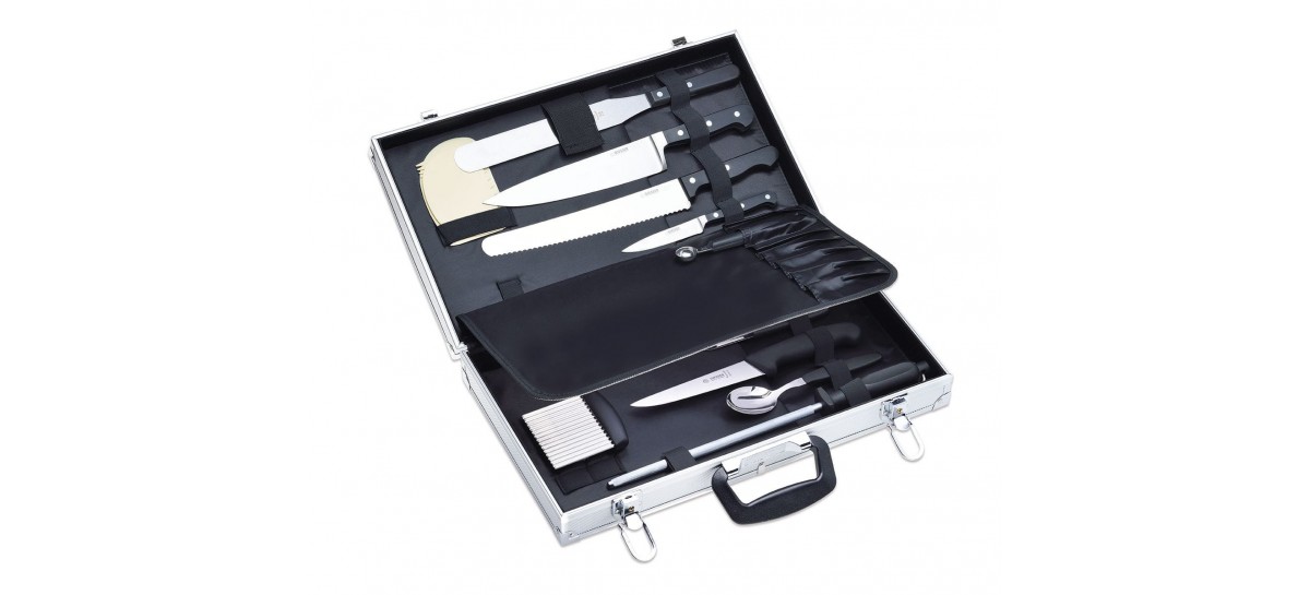 Zestaw noży i narzędzi kuchennych 13 elementów w neseserze | Giesser 6801
